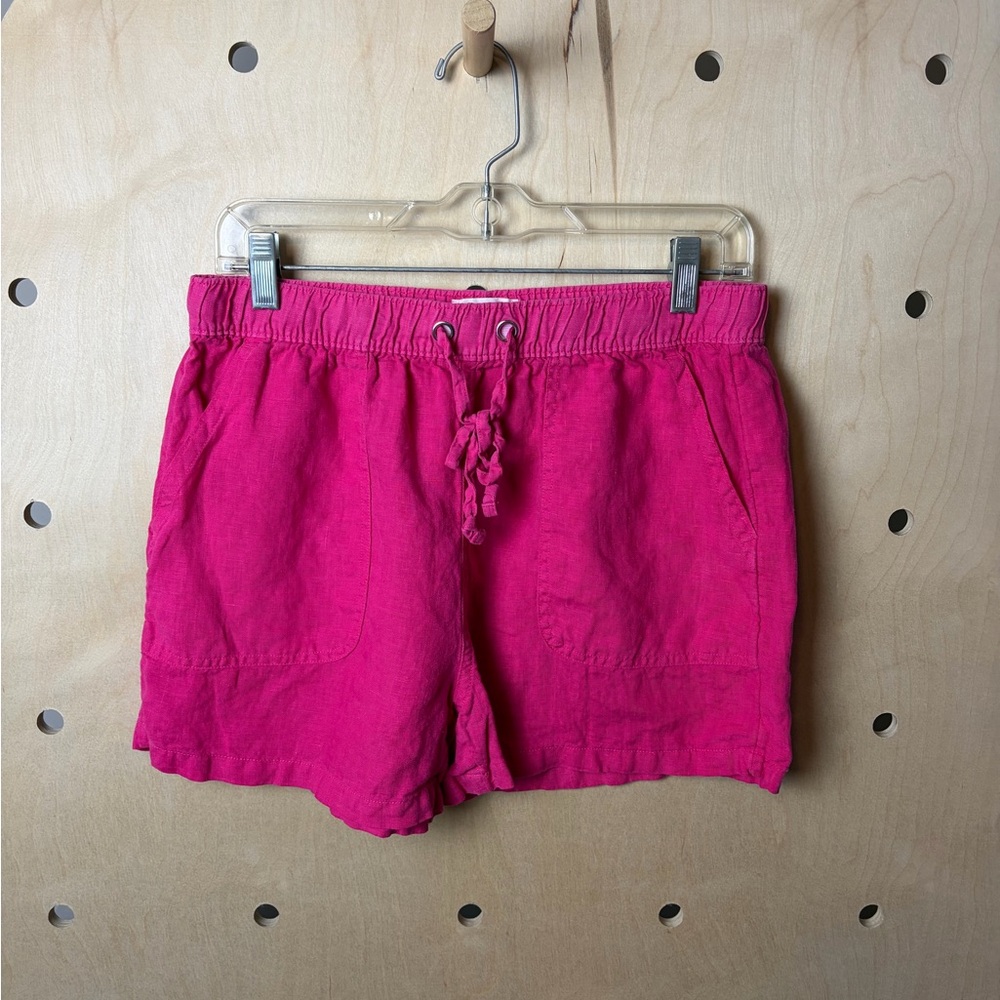C&C Linen Drawstring Waist Shorts - Pink - M